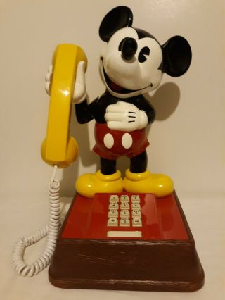 Vintage Disney Mickey Mouse Phone Atc Pushbutton Touch Tone ©1976 Model 8000