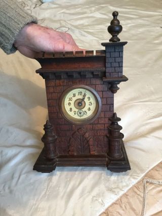 Rare Antique Castle Mantel Alarm Clock
