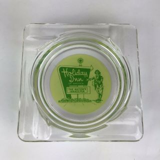 Vintage 60s Holiday Inn Hotel Glass Ashtray 4.  5 X 4.  5 The Nations Innkeeper