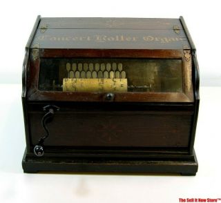 Antique Autophone Concert Roller Organ Cob Wind Up Crank Organette Phonograph