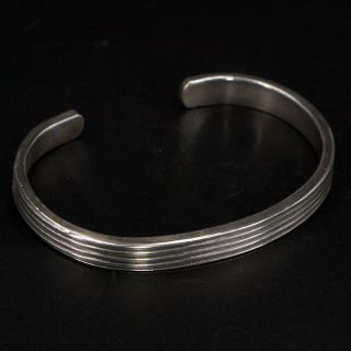 Vtg Sterling Silver - Mexico Taxco Fluted Striped 6.  5 " Cuff Bracelet - 25.  5g