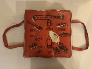 Vintage Sears Red Vinyl Boat Cushions Rules Of The Road Life Preservers 1950’s