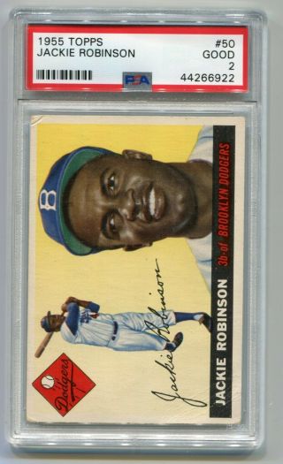 Jackie Robinson 1955 Topps 50 Brooklyn Dodgers Psa 2