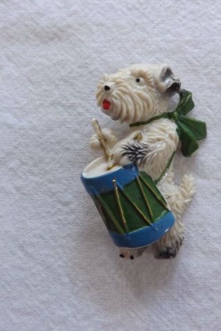 (42) Vintage Celluloid Dog Brooch Broach A White Westie Dog