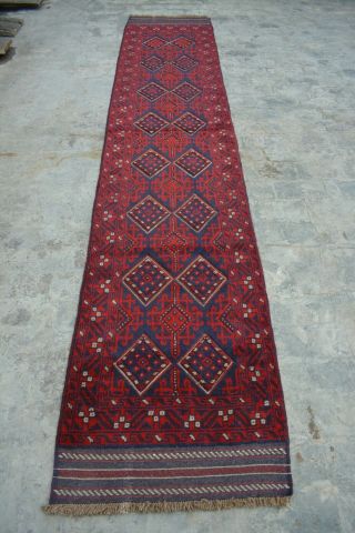 B1565 Vintage Handmade Afghan Tribal Mishwani Hallway Rug Runner / 2 