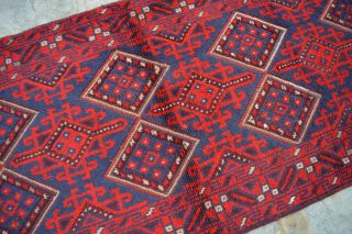 B1565 Vintage Handmade Afghan Tribal Mishwani Hallway Rug Runner / 2 ' 5 x 11 ' 9 Ft 3