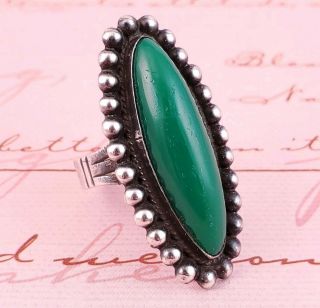 Vintage Mexican Sterling Silver Green Onyx Ring Size 7