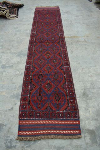 B1560 Vintage Handmade Afghan Tribal Mishwani Hallway Rug Runner / 2 