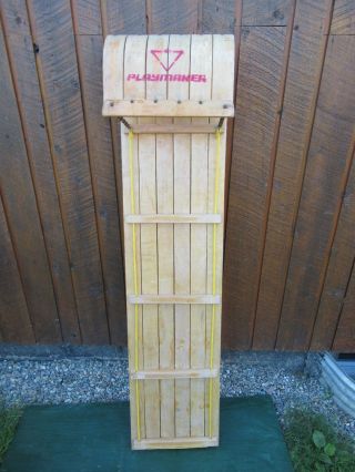 Antique Wooden Toboggan 59 " Long By 14 " Wide Signed Playmaker
