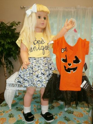 1959 Platinum Blond Walker Playpal Doll 35 " Two Outfits Halloween Uneeda 14