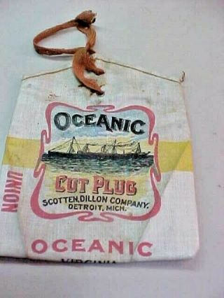 Vintage Oceanic Cut Plug Tobacco Bag Pouch Scotten Dillon Detroit Sign