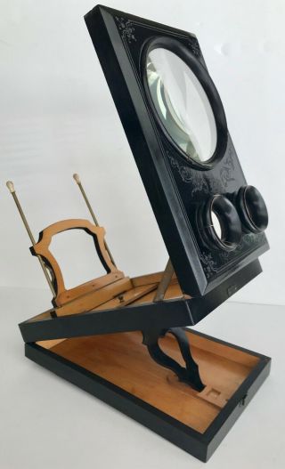 Antique Ebonized Folding Stereo Graphoscope Stereoscope,  Photo & Stereoviewer