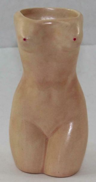 Vintage Risque Nude Female Torso Ceramic Vase