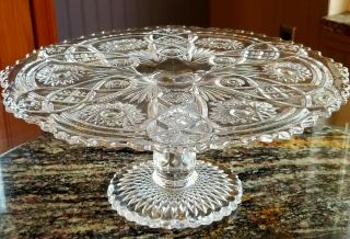 Vintage Imperial Hobstar And Daisy Pedestal Cake Plate Stand Footed Marked