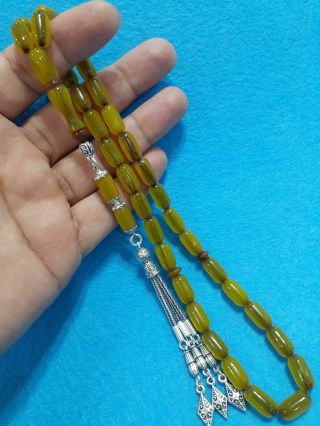 yellow Faturan rosary islamic Tasbeh Prayer Beads Bakelite Amber Misbaha vintage 2