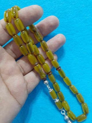 yellow Faturan rosary islamic Tasbeh Prayer Beads Bakelite Amber Misbaha vintage 3