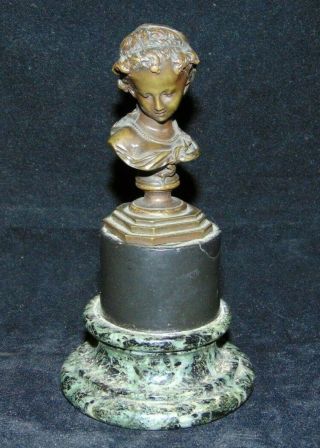 Antique French Leblanc Bronze Young Little Girl Statue Sculpture