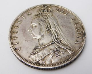 Antique British 1887 Victorian Silver Half Crown Coin
