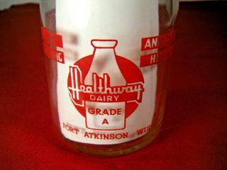 Vintage 1950 ' s Half Pint Healthway Dairy Fort Atkinson Wisconsin Milk Bottle 2