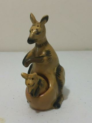 Vintage Japan Kangaroo And Her Joey Salt Pepper Shakers Ceramic