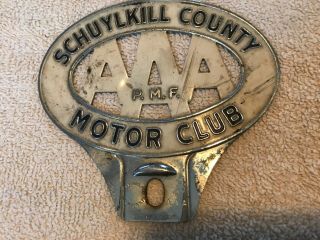 Schuylkill County Motor Club Vintage Aaa License Plate Topper