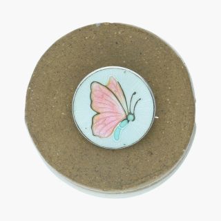 Vintage / Sterling Silver Enamel Guilloche Butterfly / Brooch (2g)