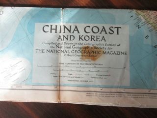 China Coast And Korea National Geographic Map October 1953