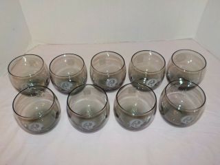 Vintage Washington Redskins Nfl Football 9 Gray Smoked Cocktail Bar Glasses - 3”