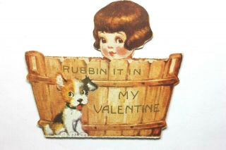 Vintage Nude Girl In Wooden Wash Tub - Folding Valentine (unique)