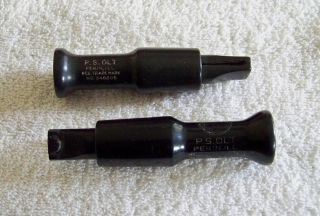 2 Different Vintage P.  S.  Olt Model No.  B - 1 & No.  348205 Old Duck Calls
