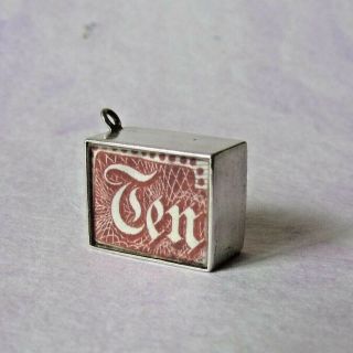 Vintage Silver Old British Ten Shilling Note Charm
