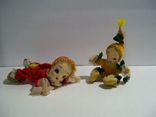 Vintage Christmas Pixie Elf Elves Jester Clowns Ornament Doll,  Japan