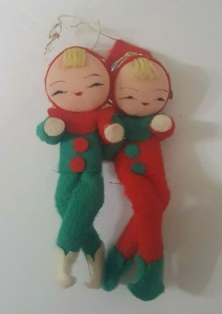 Vintage Made In Japan Elf Christmas Ornament - Felt