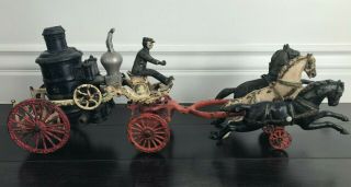 Large 2ft Antique Cast Iron Horse - Drawn Carriage W/driver,  Silver Eagle,  As - Is
