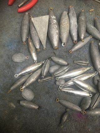 Vintage Lead Fishing Sinkers Weights 5 Pounds (39 Sinkers) 3