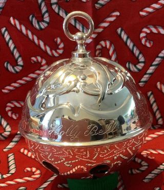 Vtg Reed & Barton 1991 Annual Silverplate Christmas Holly Bell Ornament