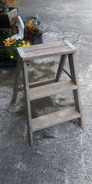 Vintage Wooden 2 - Step Step Stool/ladder