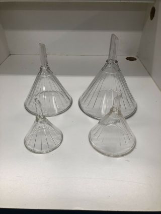 Vintage Ribbed Glass Funnels Fluted Apothecary Pharmacy