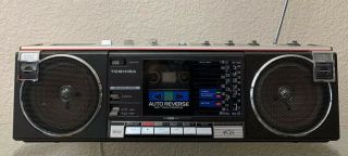 Vintage Boombox Toshiba Rt - Sf5 Portable Stereo Cassette With Ac Cord 1984