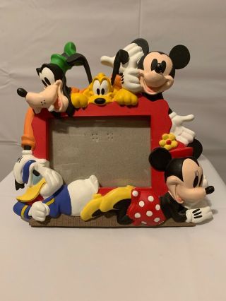 Walt Disney World Mickey Mouse And Friends Picture Holder Frame 3.  5 X 5 Vintage