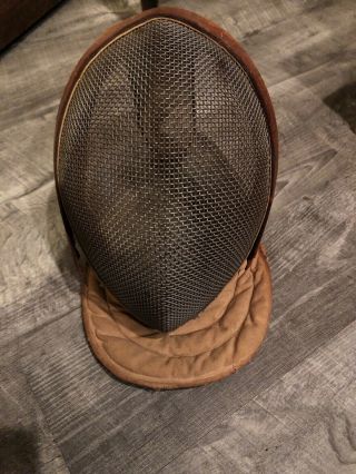 Vintage Santelli Made In Usa Fencing Mask Helmet Wire Leather