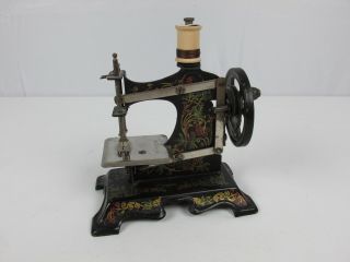 Antique Miniature Sewing Machine German Metal Toy Hand Crank