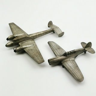 Vintage Solid Metal Model Airplanes Messerschmitt Me110 Curtiss P - 40