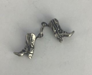 Vintage Sterling Silver Charm Depicting A Cowboy Boots,  1 Of Many Listed