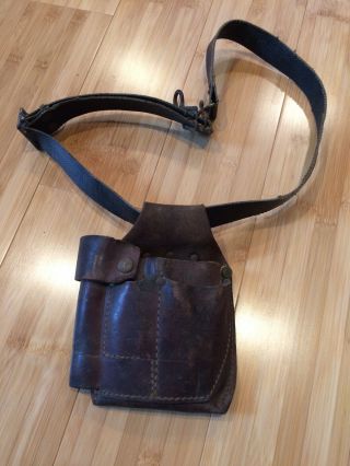 Vintage Leather Tool Pouch With Tool Belt
