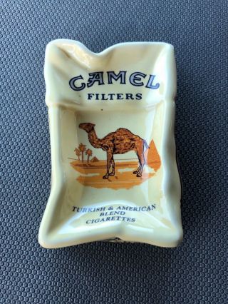 Vintage Camel Filters Hard Pack Small Ceramic Ashtray Cigars Cigarettes