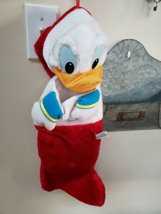Vintage Disney Donald Duck Plush Christmas Stocking Red White Holiday 21 "