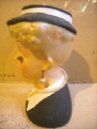 Vintage Napco Lady Head Vase C26330 1956 Faux earrings neckl 2