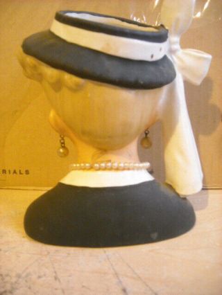 Vintage Napco Lady Head Vase C26330 1956 Faux earrings neckl 3