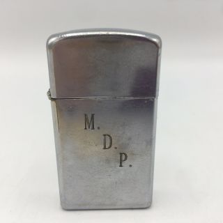 Vintage 1960 Zippo Chrome Cigarette Lighter - Engraved " M.  D.  P” “uh - Huh”